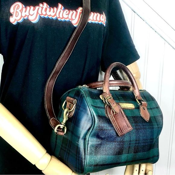 MRALPH LAUREN Black Watch Plaid Crossbody Duffle Shoulder Boston Doctor Bag 25cm - Picture 7 of 17